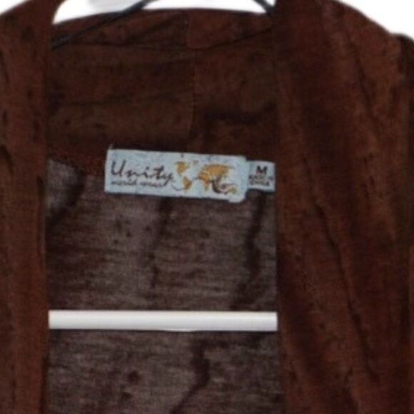 Anthropologie Unity World Wear Brown Quarter Sleeve Cardigan, Medium - Picture 3 of 4